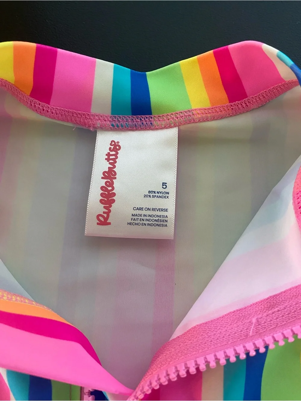 Ruffle Butts Girls Rash Guard 2 Piece Swimsuit Set Pink Ruffle Size 5 UPF 50+